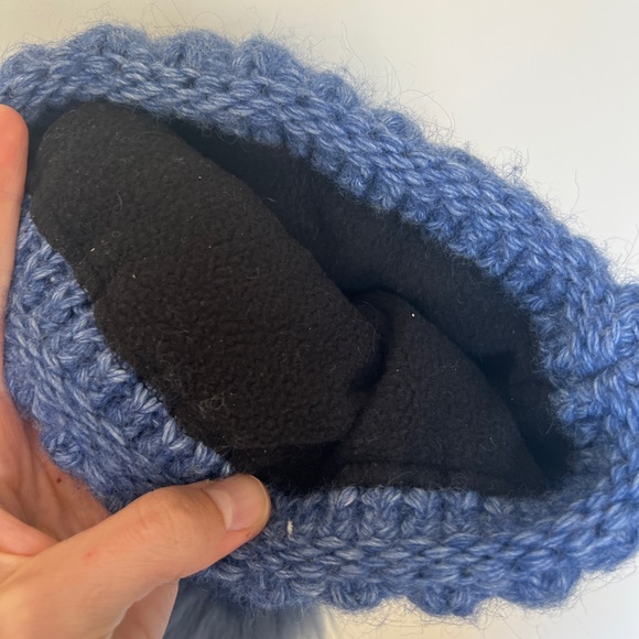 New Nordic blue knit alpaca beanie Pom Pom felt lined - Picture 5 of 10